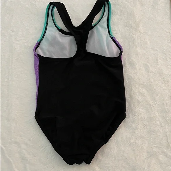 Speedo Black Teal Purple Girls' One-Piece Swim Suit SZ XS  6 - Picture 4 of 5